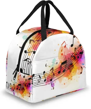 Insulated Lunch Bag for Women Men, Musical Notation Tote Lunch Box for Adult Portable Reusable Cooler Meal Prep Organizer for Work Picnic Beach Office Travel