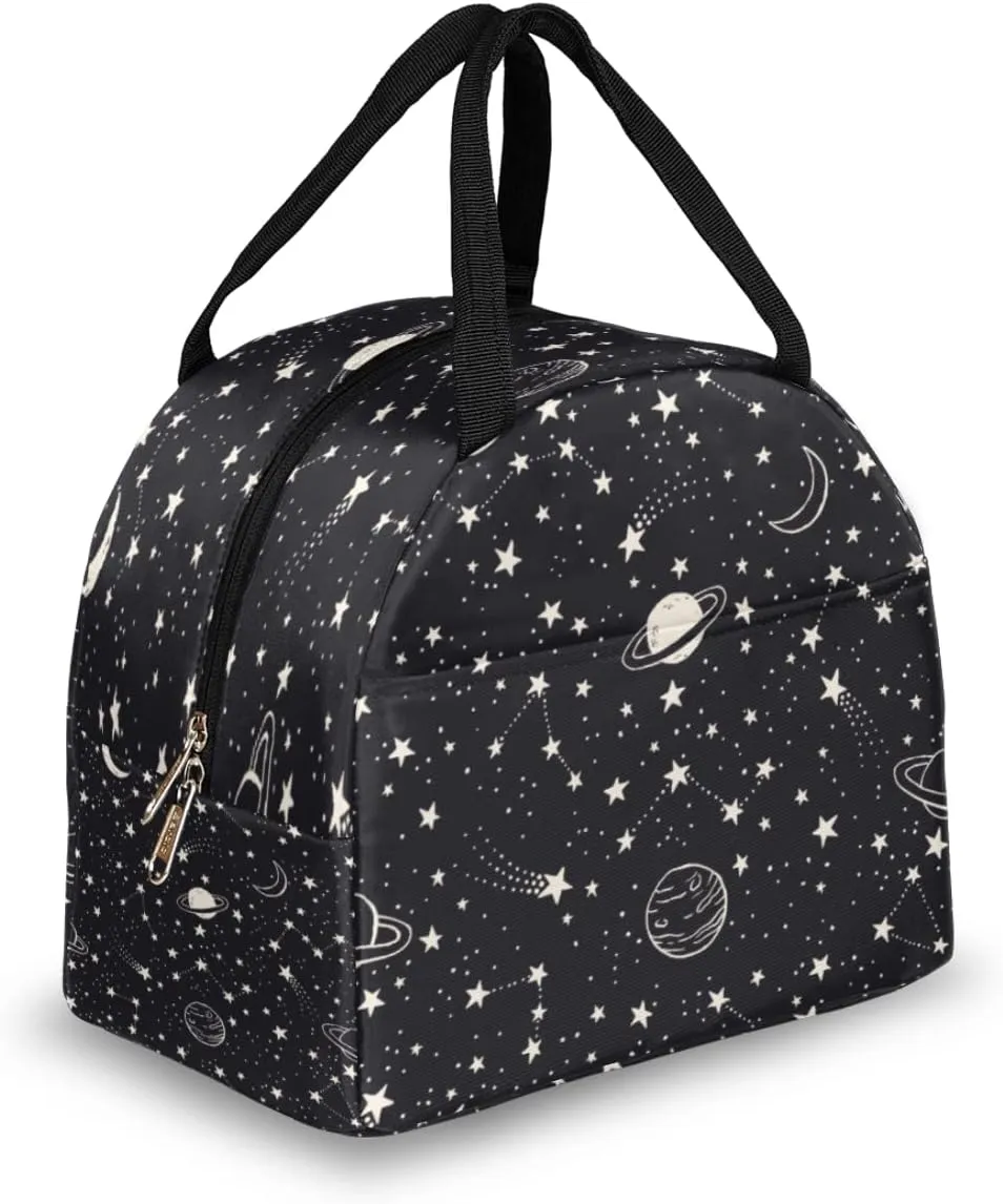 Insulated Lunch Bag for Women Men Planets Comets Stars Waterproof Thermal Tote Bag Reusable Lunch Box Container Lunch Holder Leakproof Lunch Cooler Bag Picnic Travel Work
