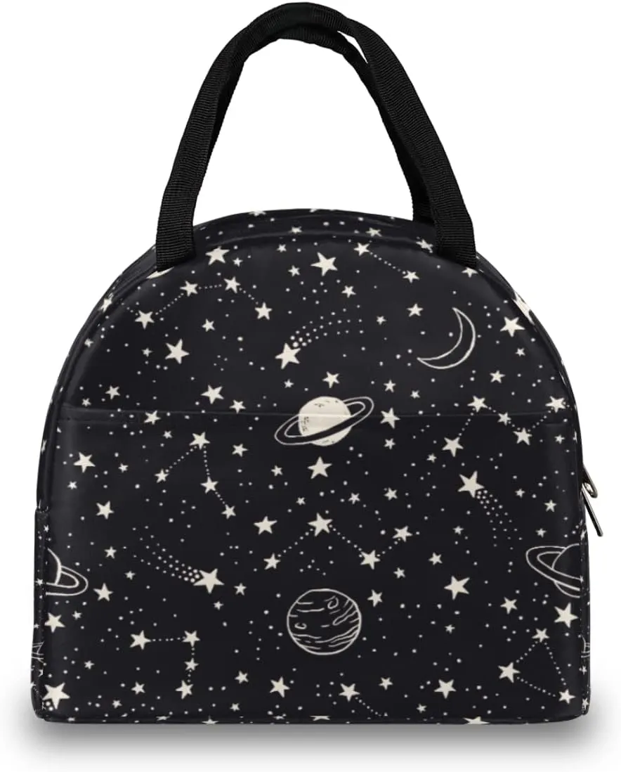 Insulated Lunch Bag for Women Men Planets Comets Stars Waterproof Thermal Tote Bag Reusable Lunch Box Container Lunch Holder Leakproof Lunch Cooler Bag Picnic Travel Work