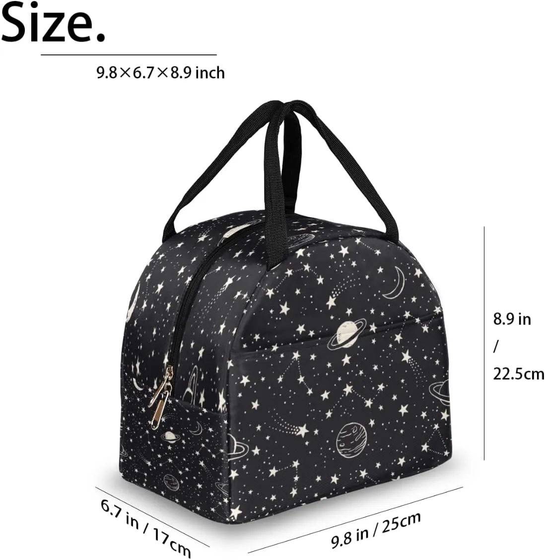 Insulated Lunch Bag for Women Men Planets Comets Stars Waterproof Thermal Tote Bag Reusable Lunch Box Container Lunch Holder Leakproof Lunch Cooler Bag Picnic Travel Work