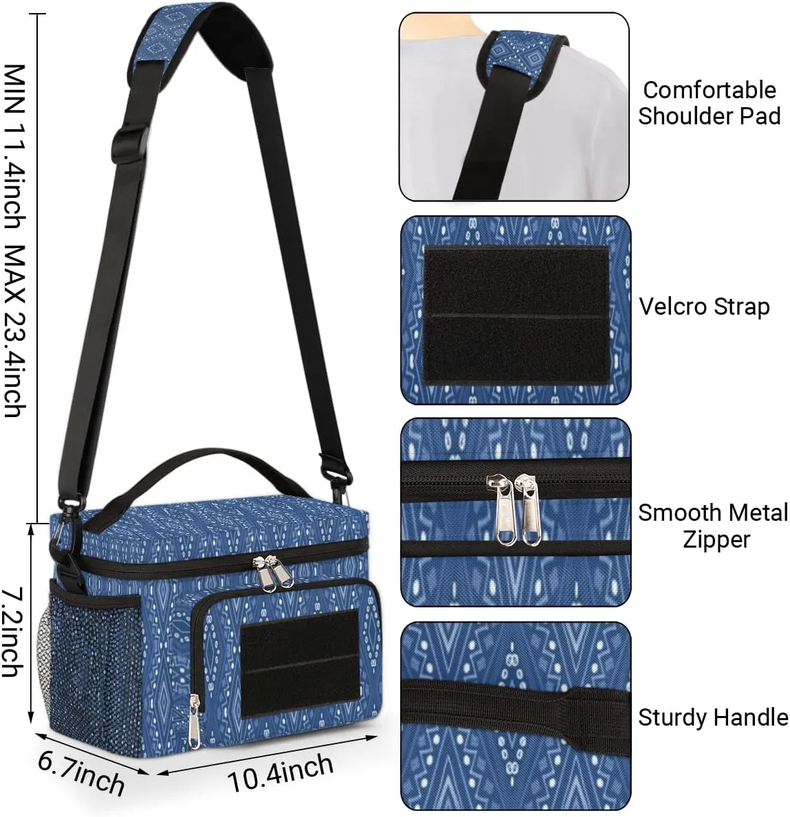 Insulated Lunch Bag for Women,With Side Pockets And Shoulder Strap,Adults Fashion Lunch Bags Perfect for Adult Office,Working-Abstract Rule Art Design