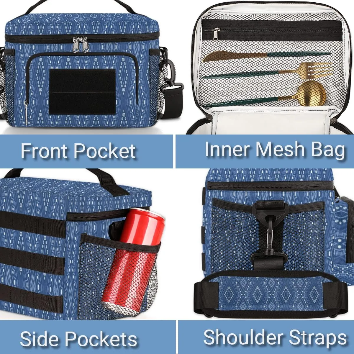 Insulated Lunch Bag for Women,With Side Pockets And Shoulder Strap,Adults Fashion Lunch Bags Perfect for Adult Office,Working-Abstract Rule Art Design