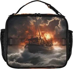 Insulated Lunch Bag Lunch box Cooler Bag for Women Men Shipwreck 1 Reusable Portable with Shoulder Strap