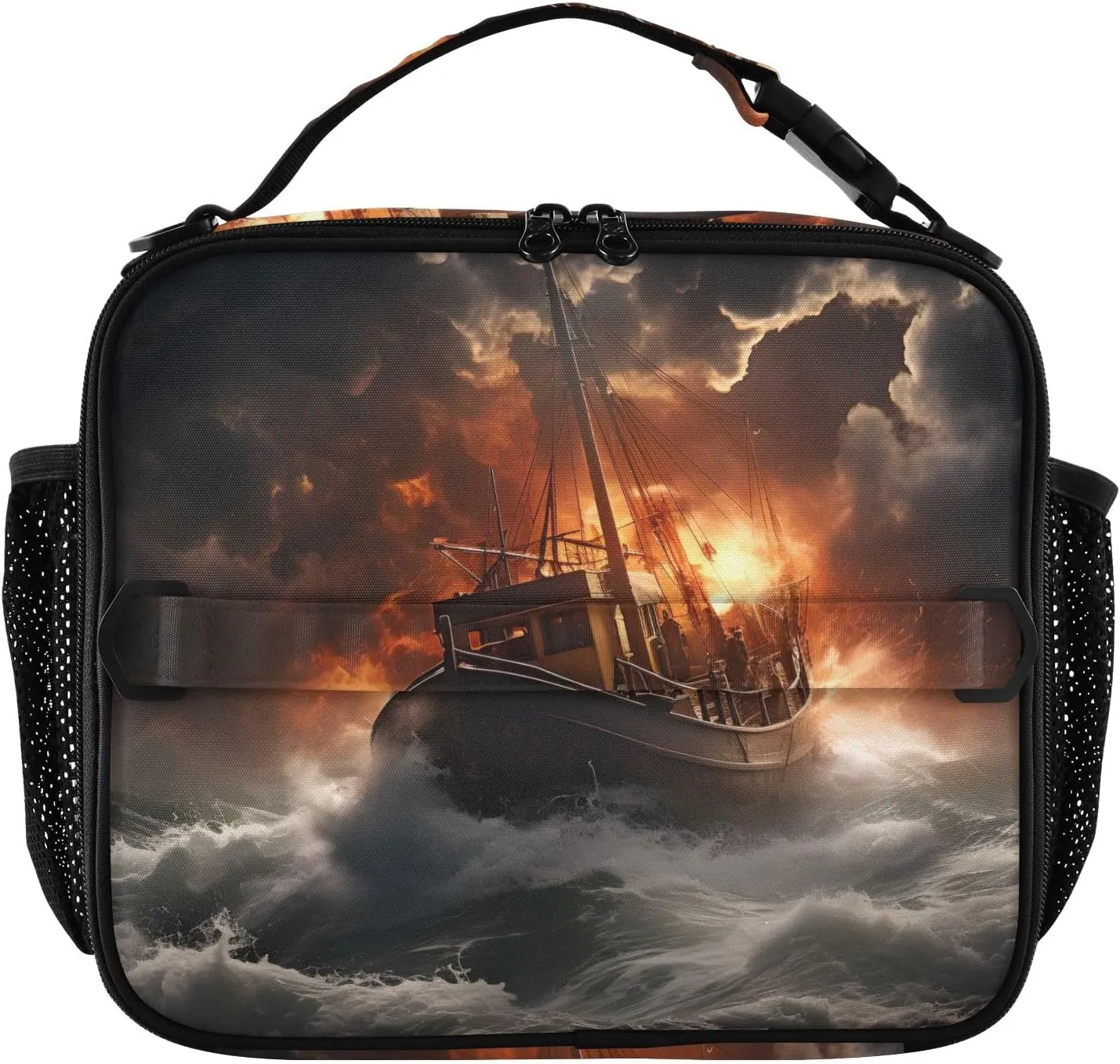 Insulated Lunch Bag Lunch box Cooler Bag for Women Men Shipwreck 1 Reusable Portable with Shoulder Strap