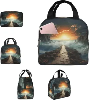 Insulated Lunch Bag Lunch Box for Women Men Divided Sea Pathway Lunch bag Lunch Tote Bags for Work Office