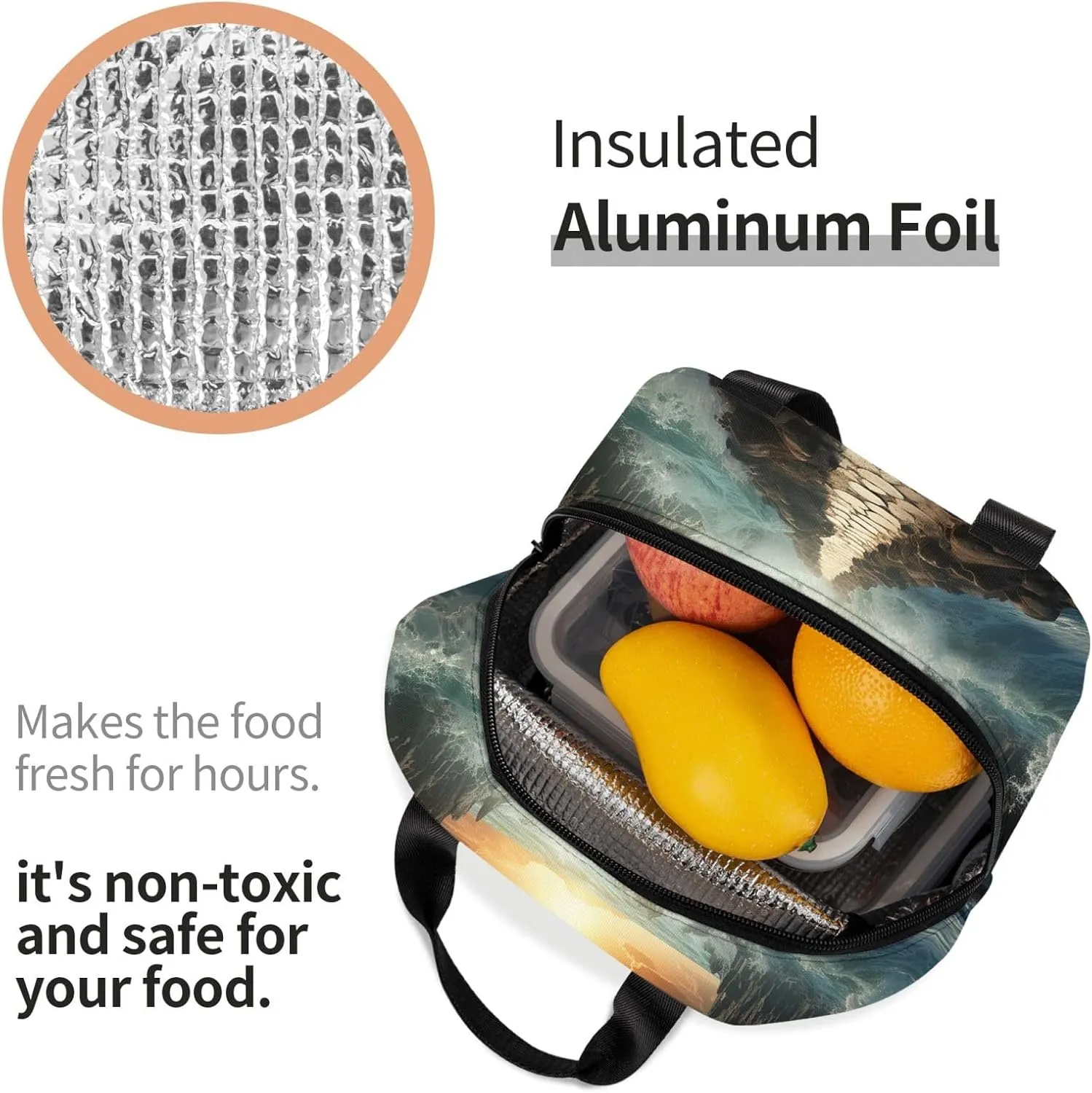 Insulated Lunch Bag Lunch Box for Women Men Divided Sea Pathway Lunch bag Lunch Tote Bags for Work Office