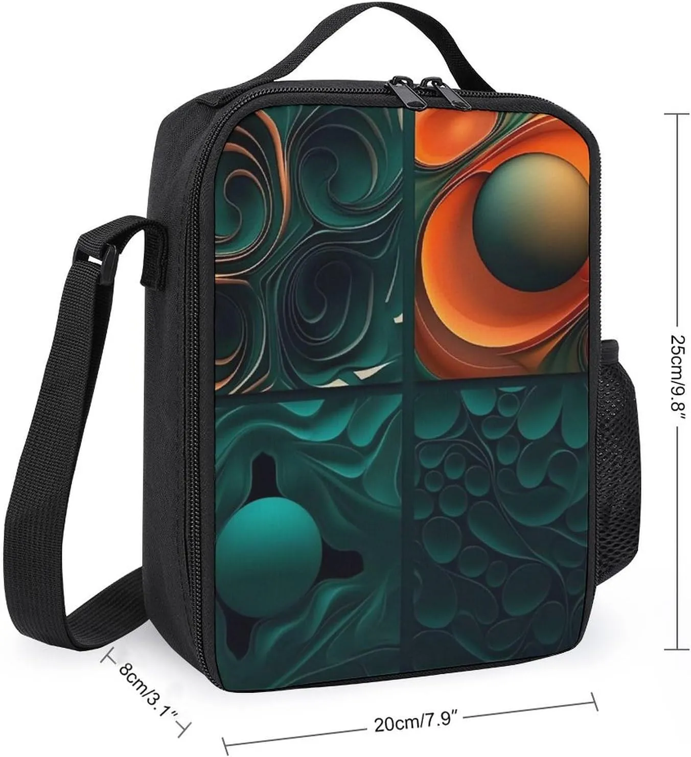 Insulated Lunch Bag Lunch Box for Women Men Futuristic Technology Pattern Lunch Tote Bags for Work Office