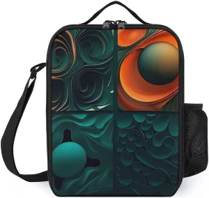 Insulated Lunch Bag Lunch Box for Women Men Futuristic Technology Pattern Lunch Tote Bags for Work Office