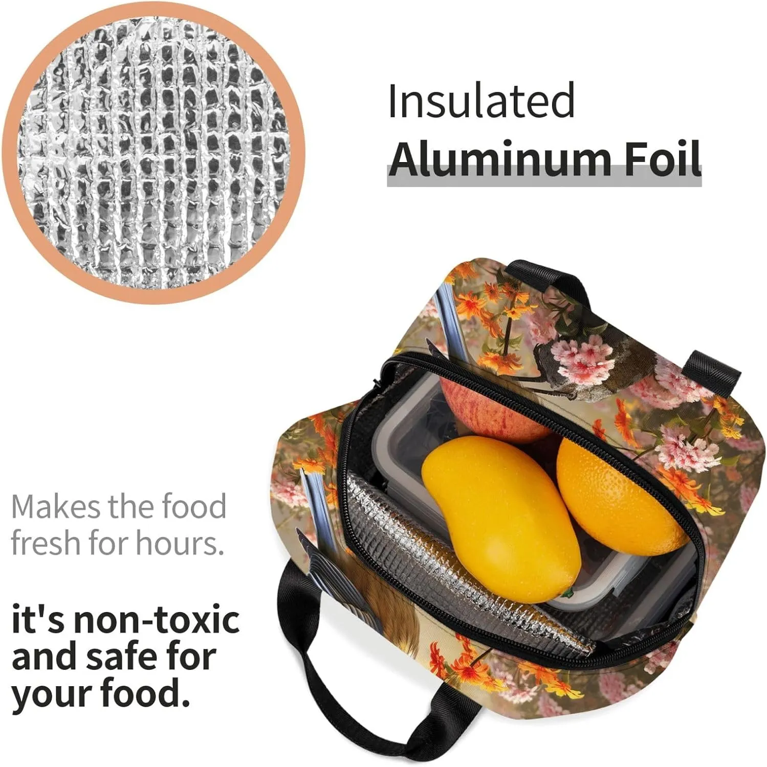 Insulated Lunch Bag Lunch Box for Women Men Sparrow Birds Sing Lunch bag Lunch Tote Bags for Work Office