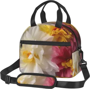 Insulated Lunch Bags for Women Reusable Lunch Box for Office Travel Thermal Lunchbox Artificial flower Lunch Tote Bags Leakproof Cooler Bag for Men Large Capacity Meal Bag