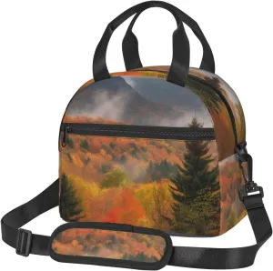 Insulated Lunch Bags for Women Reusable Lunch Box for Office Travel Thermal Lunchbox Autumn Foliage Mountains Lunch Tote Bags Leakproof Cooler Bag for Men Large Capacity Meal Bag