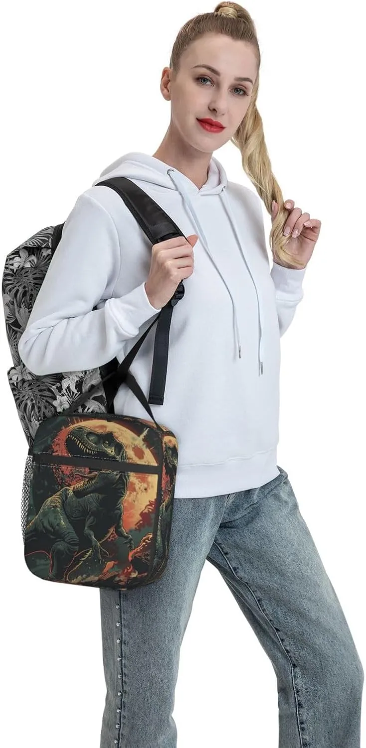 Insulated Lunch Box for Adults Kids Dinosaur Lunch Bag for Work,Picnic,School,Travel,Hiking, Beach or Fishing Polyester Dinosaur Lunch Box