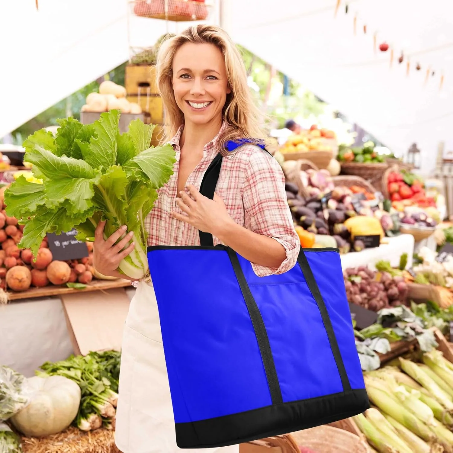 Insulated Soft Sided Cooler Bag Hot or Cold Carrier Portable Travel Cooler Personalized for Travel Picnics Delivery Blue Solid Color