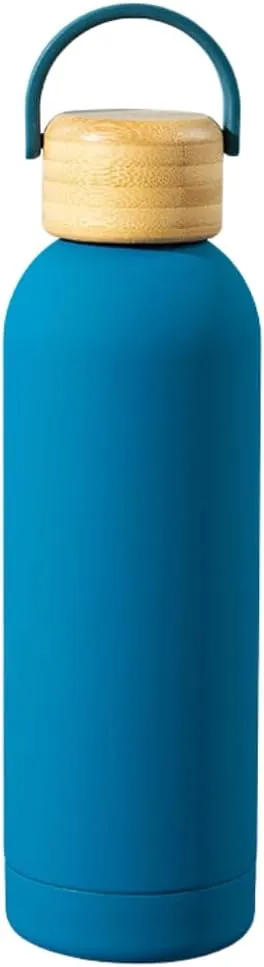Insulated Stainless Steel Thermos Flask 17oz / 25oz Leakproof Reusable Water Bottle with Bamboo Lid, BPA-Free Hot & Cold Drink Container for Travel, Gym, Office, Sports (Lagoon, 17 Ounces)