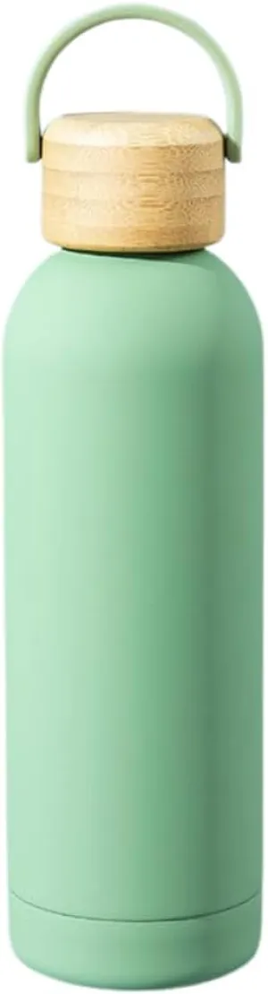 Insulated Stainless Steel Thermos Flask 17oz / 25oz Leakproof Reusable Water Bottle with Bamboo Lid, BPA-Free Hot & Cold Drink Container for Travel, Gym, Office, Sports (Mint, 17 Ounces)