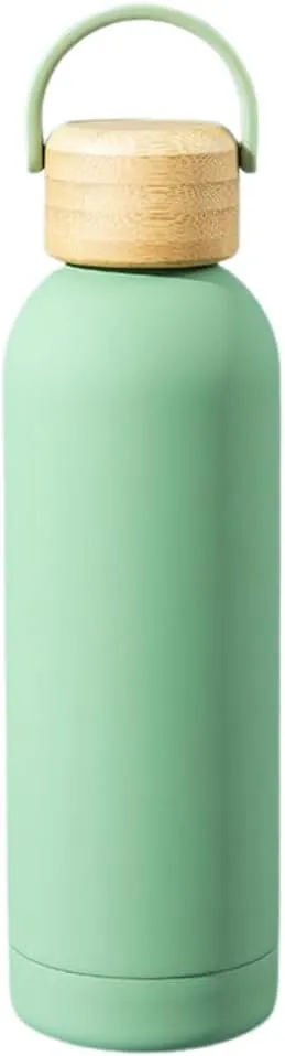 Insulated Stainless Steel Thermos Flask 17oz / 25oz Leakproof Reusable Water Bottle with Bamboo Lid, BPA-Free Hot & Cold Drink Container for Travel, Gym, Office, Sports (Mint, 17 Ounces)