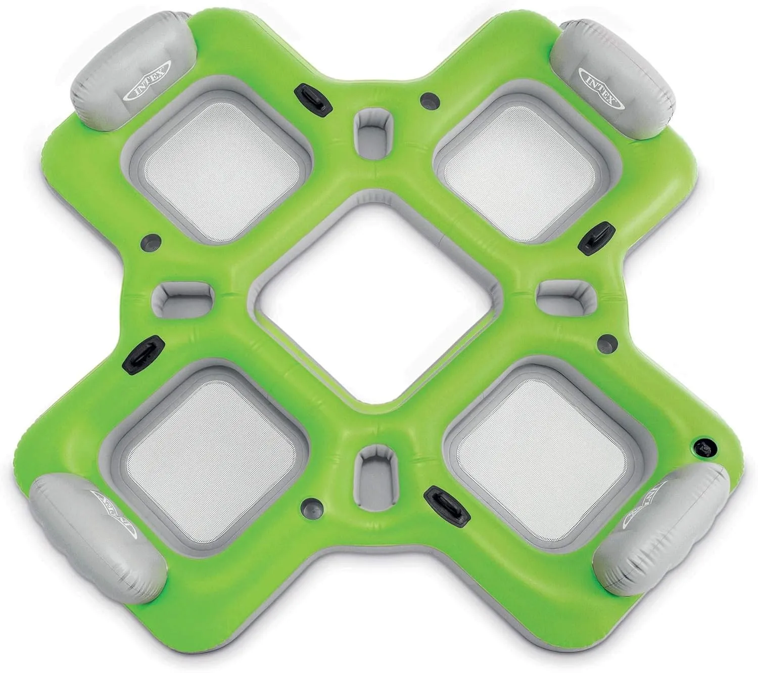 Intex Lounge Island Inflatable 4 Seat Inflatable PVC Pool Float Raft, Green
