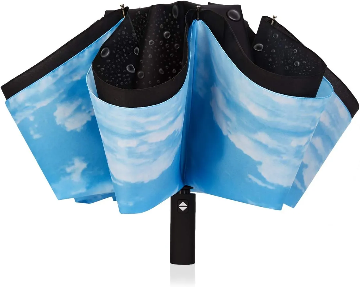 Inverted Umbrella Double Layer Automatic Folding Reserve Umbrella Windproof UV Protection for Rain Car Travel Outdoor Men Women