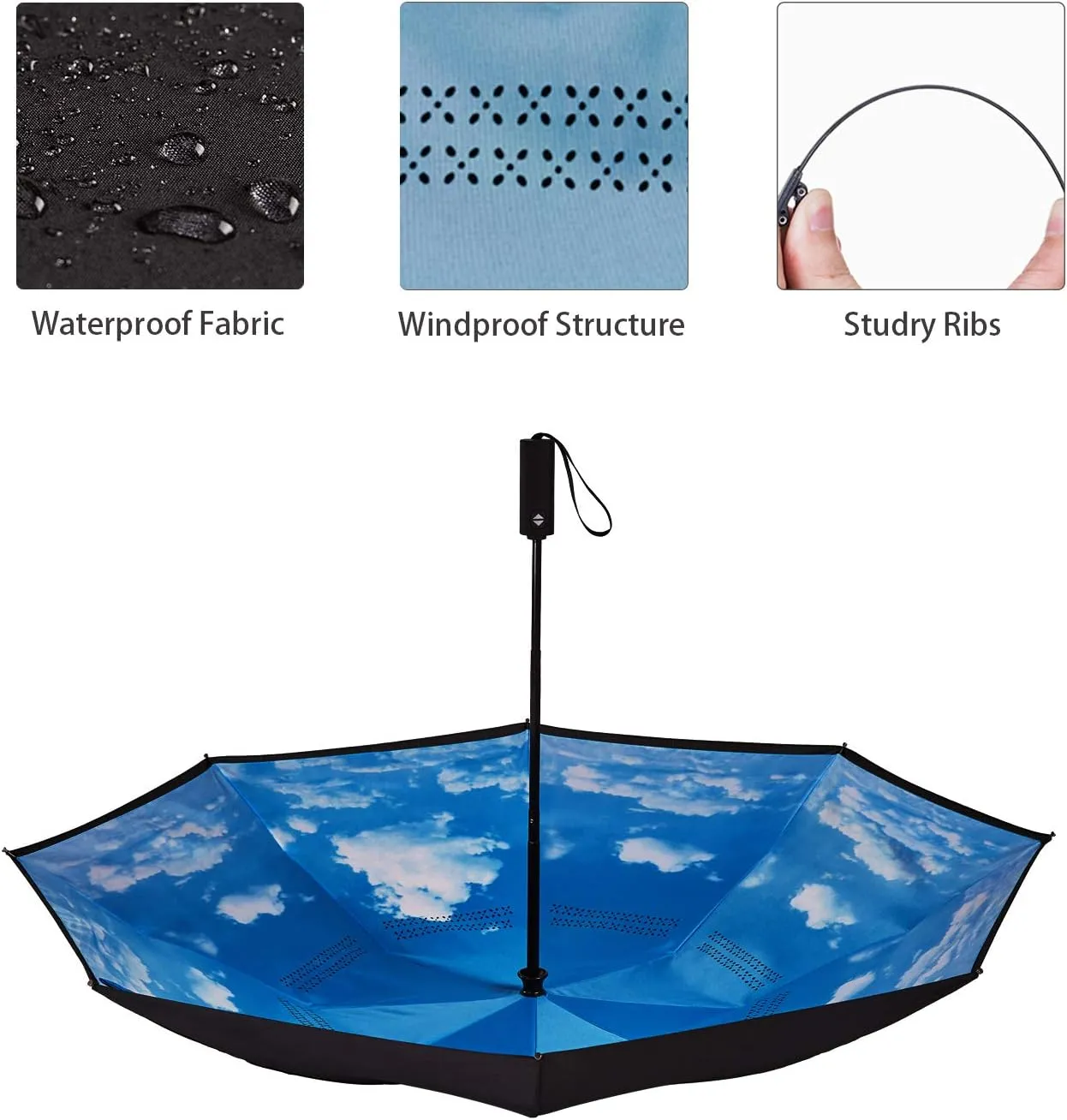 Inverted Umbrella Double Layer Automatic Folding Reserve Umbrella Windproof UV Protection for Rain Car Travel Outdoor Men Women