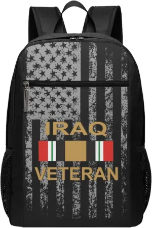 Iraq Veteran with Ribbon Travel Laptop Backpack, Business Anti Theft Slim Sturdy Laptops Backpacks, College Computer Bag Gift for Men Fits 17 Inch Notebook,Black