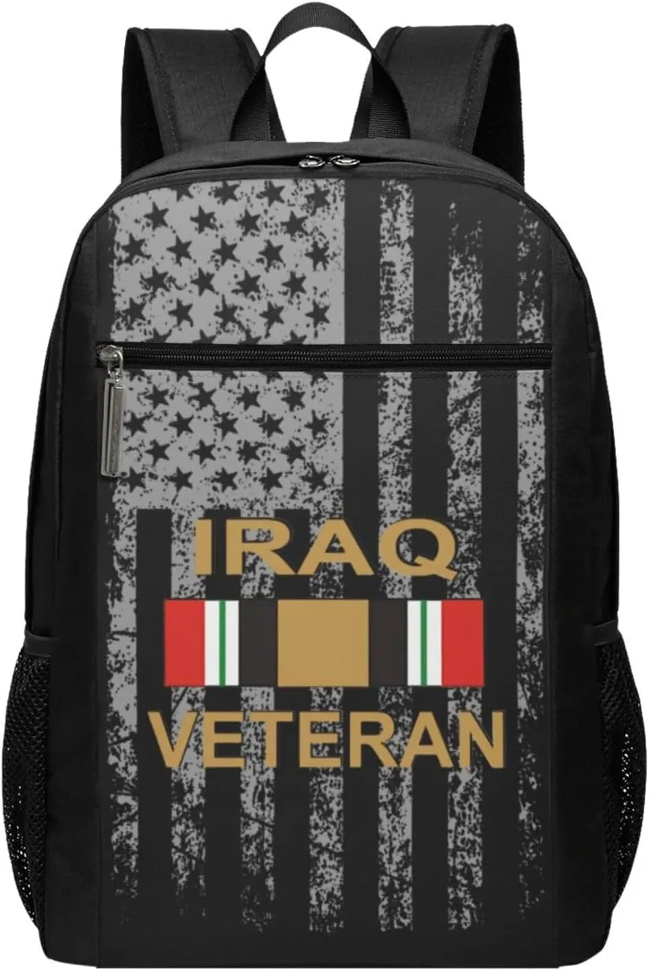 Iraq Veteran with Ribbon Travel Laptop Backpack, Business Anti Theft Slim Sturdy Laptops Backpacks, College Computer Bag Gift for Men Fits 17 Inch Notebook,Black