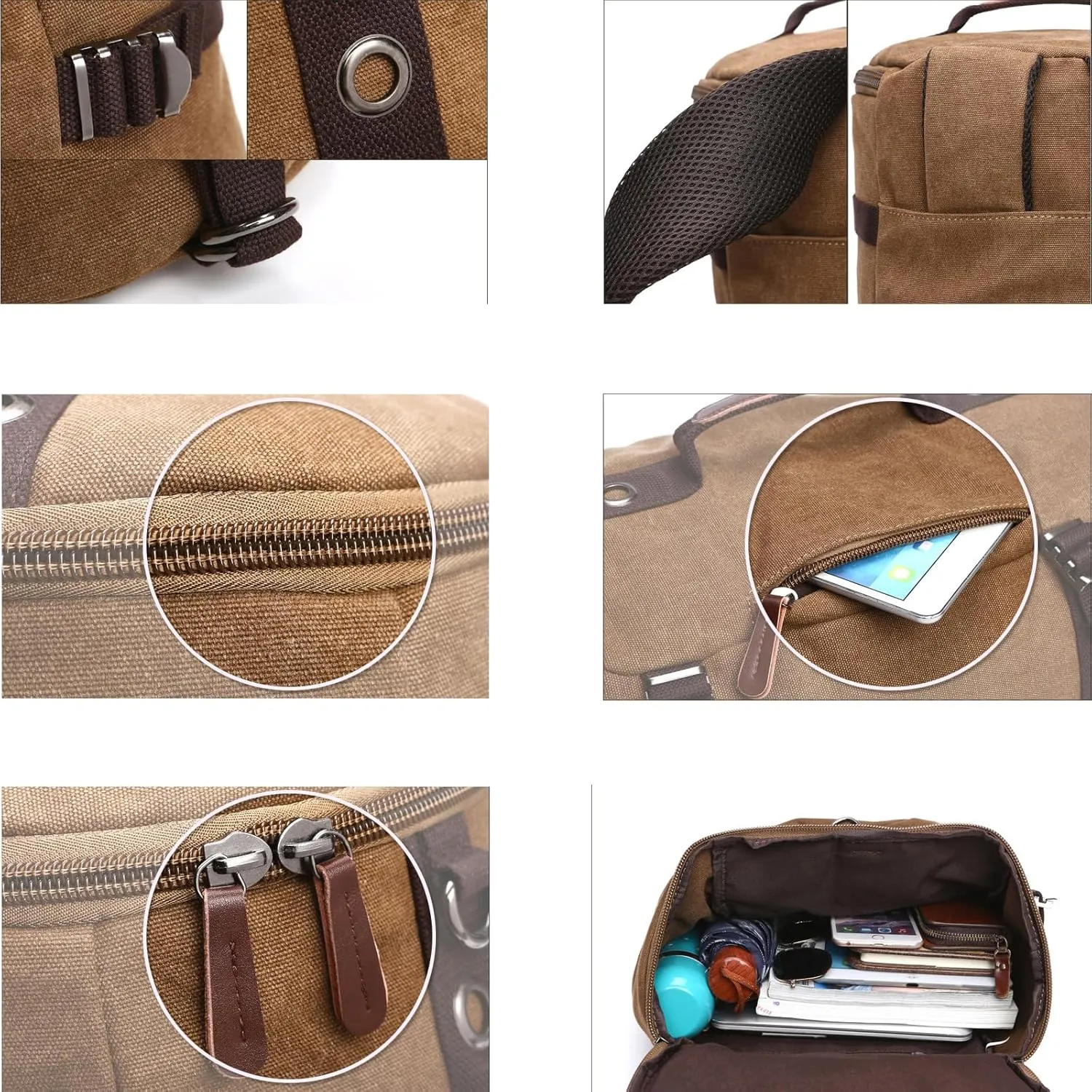 IT'SCARL Travel laptops, backpacks for women and men, leisure work bags, backpacks approved by airlines for hiking, business backpacks (khaki)