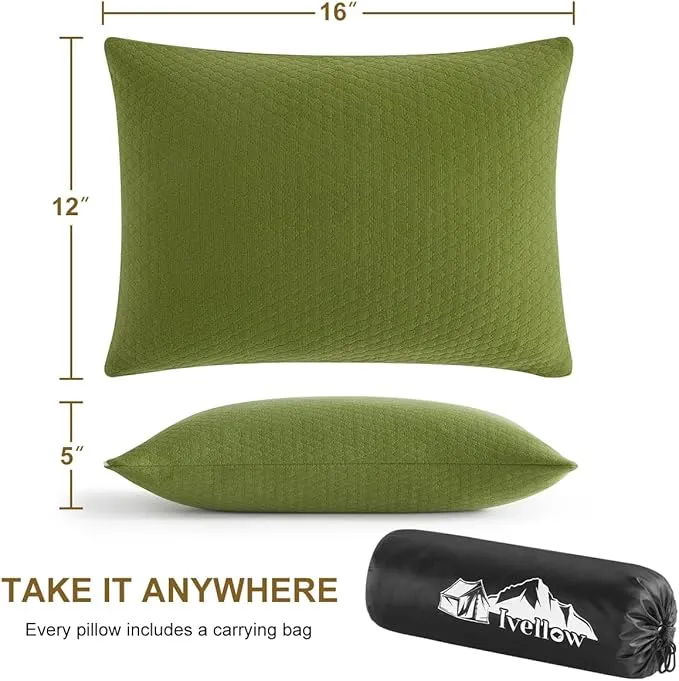 Ivellow Memory Foam Travel Pillow Compressible Camping Pillow for Sleeping Shredded Memory Foam Pillow Compact Firm Supportive Small Pillow for Adults Kids Outdoor Backpacking Hiking Essential Gear-M