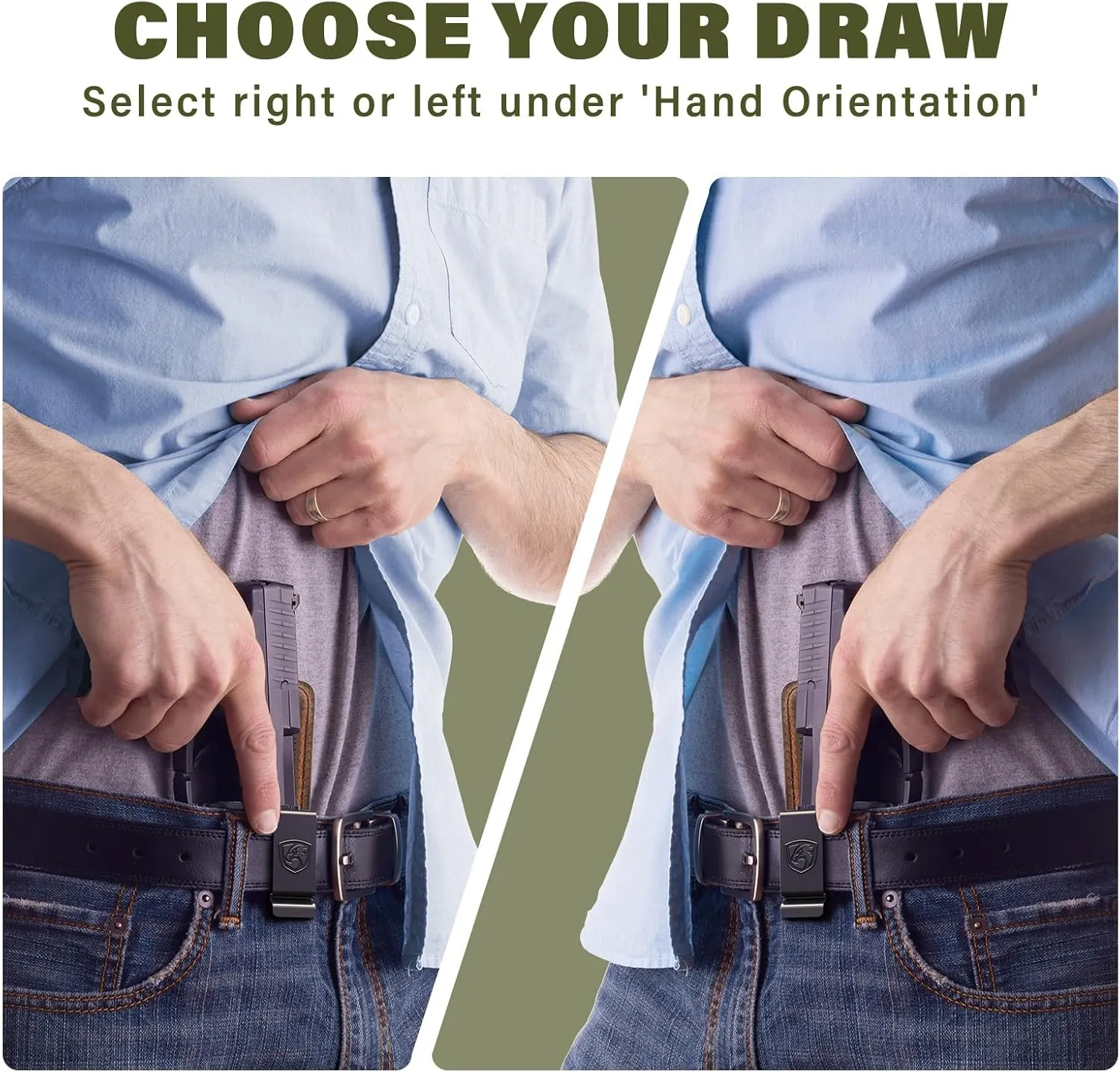 IWB Holster Concealed Carry Compatible with Glock 19 (G19 Gen 3/4/5), 19X, 44, 45, 23, 32 - Kydex and Leather Hybrid Holster Ideal for Appendix Inside Waistband