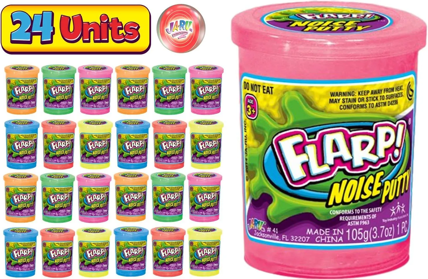 JA-RU Scented Flarp Noise Putty for Kids (24 Units Assorted) Fart Noise Maker. Hand Therapy Putty. Stress Relief Toy. Slime Party Favors & Goody Bag Stuffers. 10041-24p