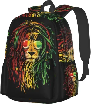 Jamaican Rasta Lion Flag Laptop Backpack Work Travel Backpacks Business Rucksack Casual Outdoor Daypack with Adjustable Strap Bags for Sports Office Gym Hiking