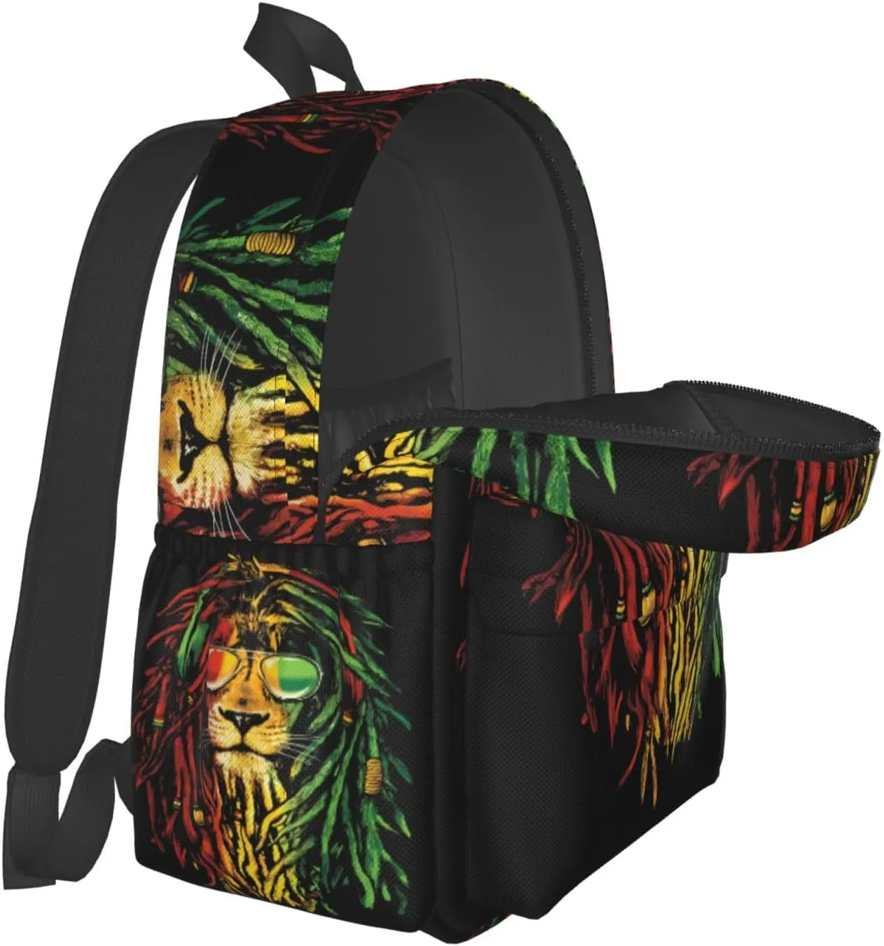 Jamaican Rasta Lion Flag Laptop Backpack Work Travel Backpacks Business Rucksack Casual Outdoor Daypack with Adjustable Strap Bags for Sports Office Gym Hiking