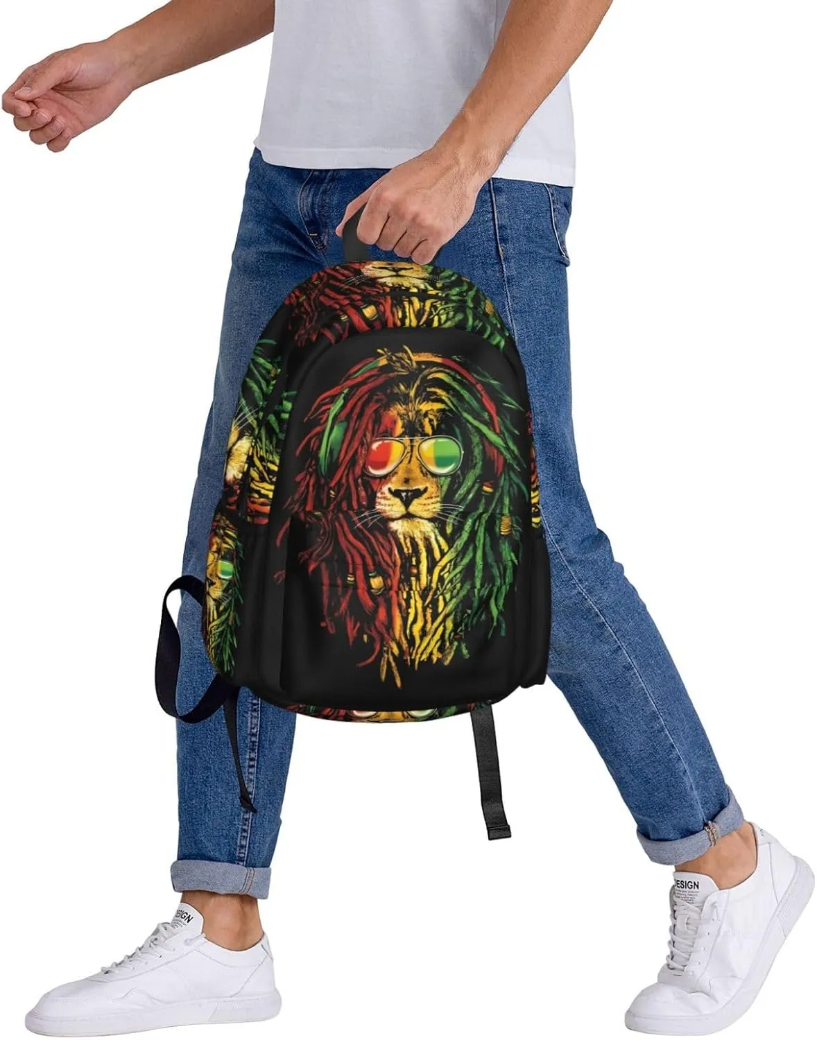 Jamaican Rasta Lion Flag Laptop Backpack Work Travel Backpacks Business Rucksack Casual Outdoor Daypack with Adjustable Strap Bags for Sports Office Gym Hiking
