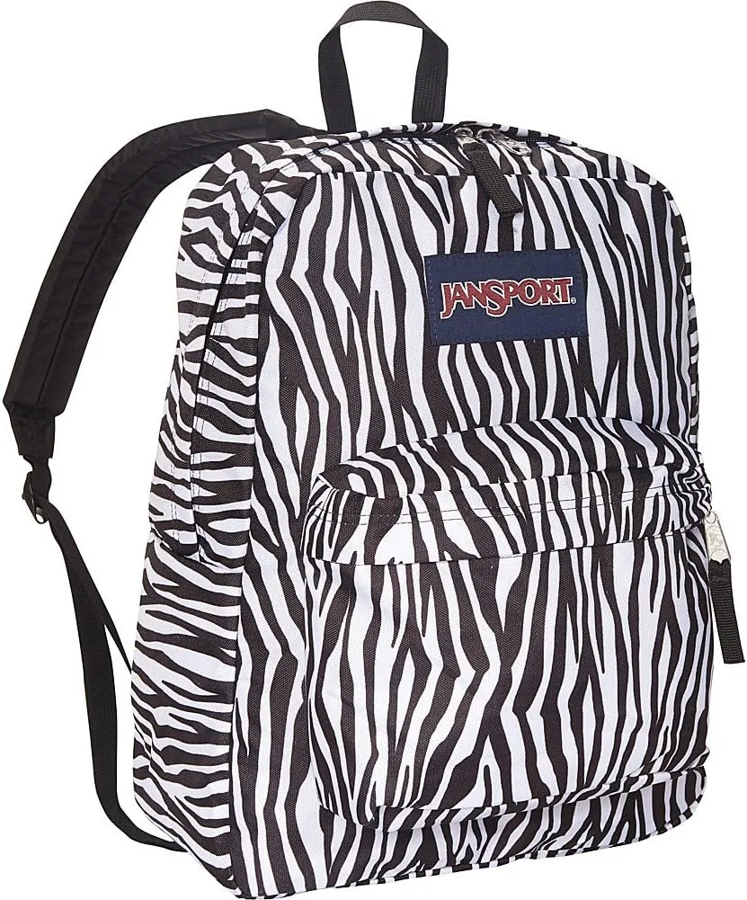 JanSport SuperBreak Backpack - Durable, Lightweight Premium Backpack - Black/White Zebra Strip