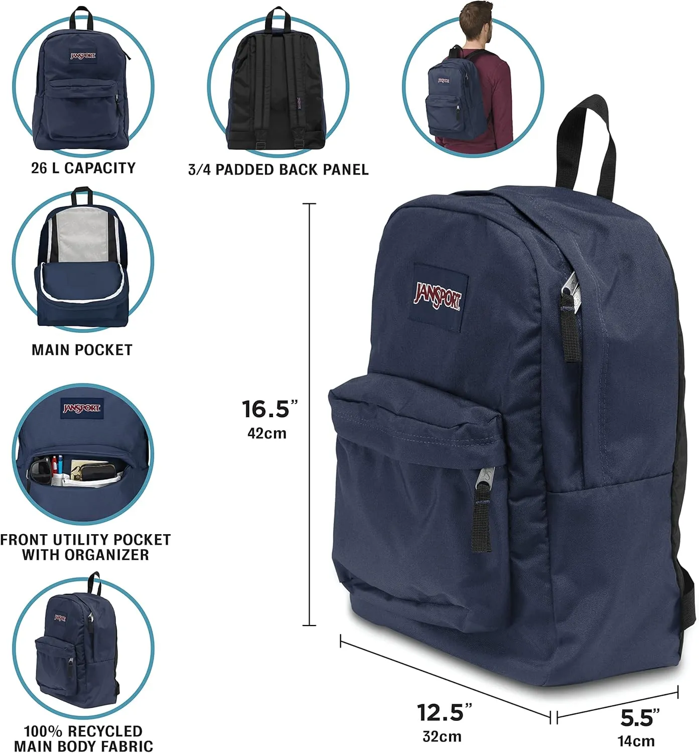 JanSport SuperBreak One Backpacks - Durable, Lightweight Bag with 1 Main Compartment, Front Utility Pocket with Built-in Organizer - Premium Backpack - Fresh Mint