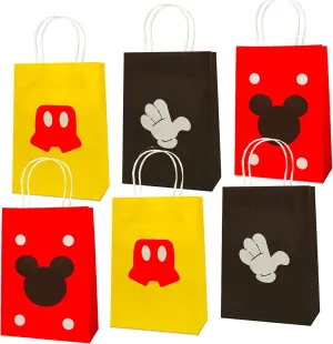 JAROVOKUWO 24 Pcs Cartoon Mouse Party Favor Treat Gift Bags,Cake Snack Goody Cardboard Bags for Kids Cartoons Mouse Theme Baby Shower Birthday Party Decorations Supplies
