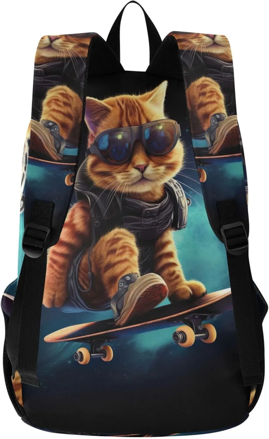 Joisal Funny Cat Skateboard Simple Casual Daypack Backpacks for Woman Gifts Book Bags for Teen