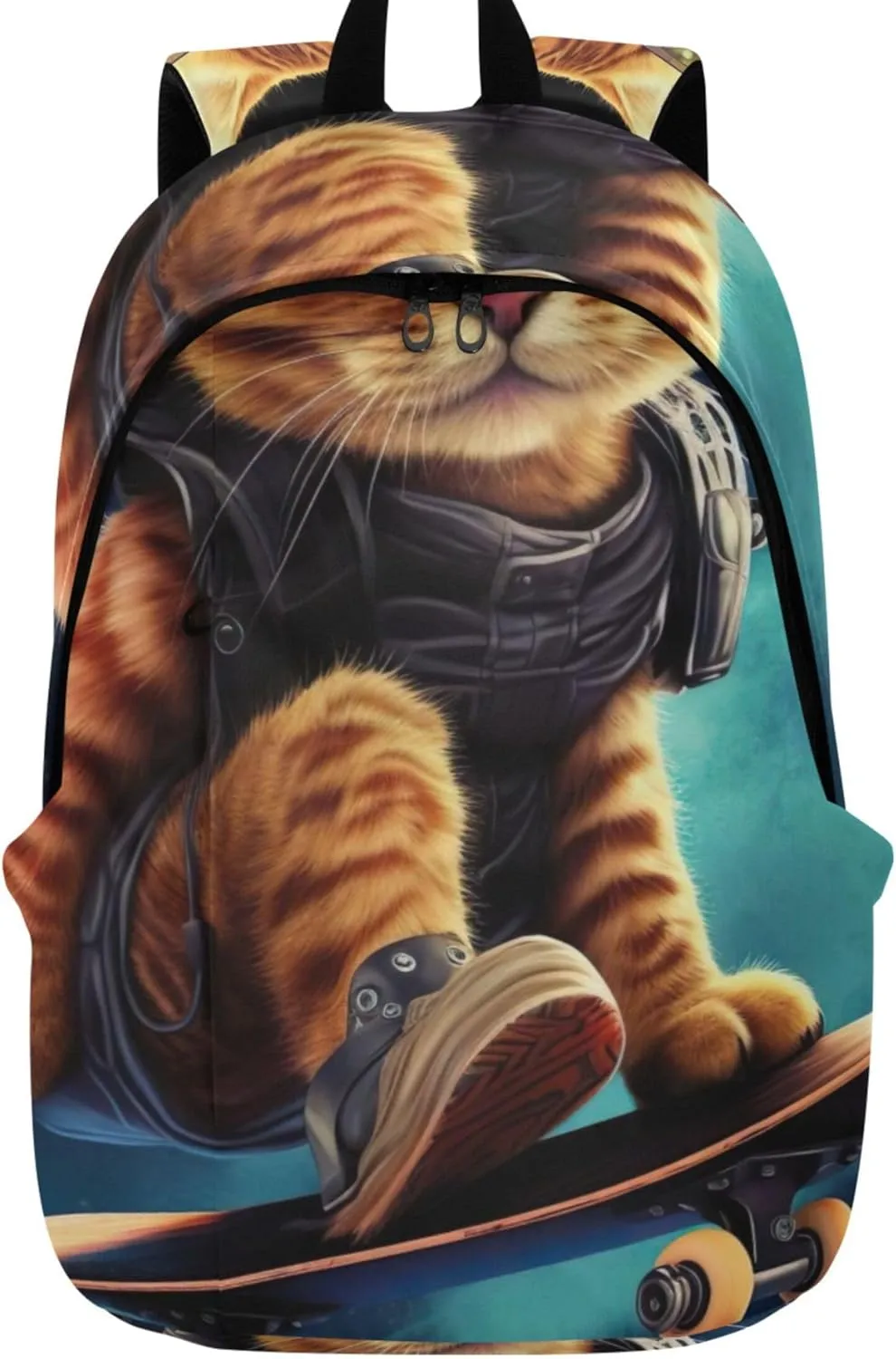 Joisal Funny Cat Skateboard Simple Casual Daypack Backpacks for Woman Gifts Book Bags for Teen