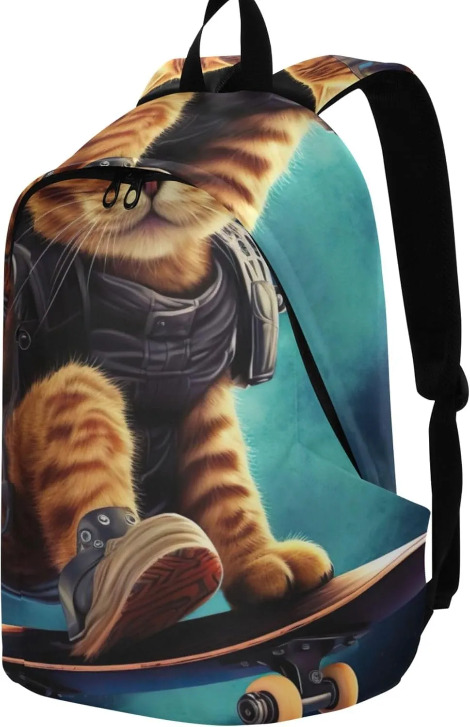 Joisal Funny Cat Skateboard Simple Casual Daypack Backpacks for Woman Gifts Book Bags for Teen