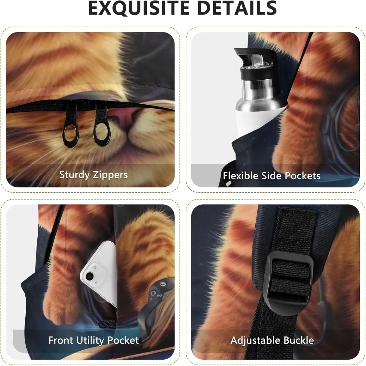 Joisal Funny Cat Skateboard Simple Casual Daypack Backpacks for Woman Gifts Book Bags for Teen