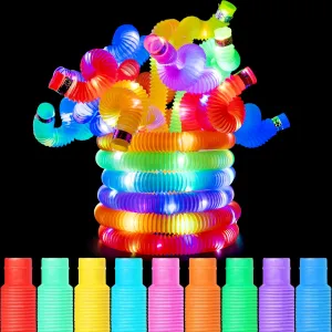 JOYIN 9 Pack Pop Tubes (Large) & 9 Pack Light Up Pop Tubes Glow Sticks