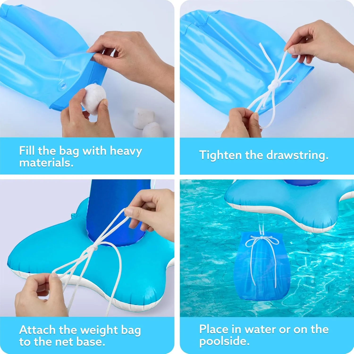 JOYIN Inflatable Volleyball Net & Basketball Hoops Pool Float Set; Balls Included for Kids/Adults, Summing Pool Game, Floating, Summer Floaties, Volleyball Court |Basketball,L-Dark Blue