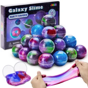 JOYIN Slime Party Favors, 24 Pack Galaxy Slime Ball - Stretchy, Non-Sticky, Mess-Free, Stress Relief, and Safe - Toys for Girls and Boys - Classroom Reward, Party Supplies