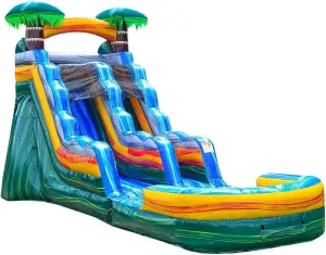 JumpOrange 15’ Cali Palms Commercial Grade Water Slide with Detachable Deep Pool for Kids and Adults (with Blower), Outdoor Indoor, Wet Dry Use, Tall Waterslide Inflatable