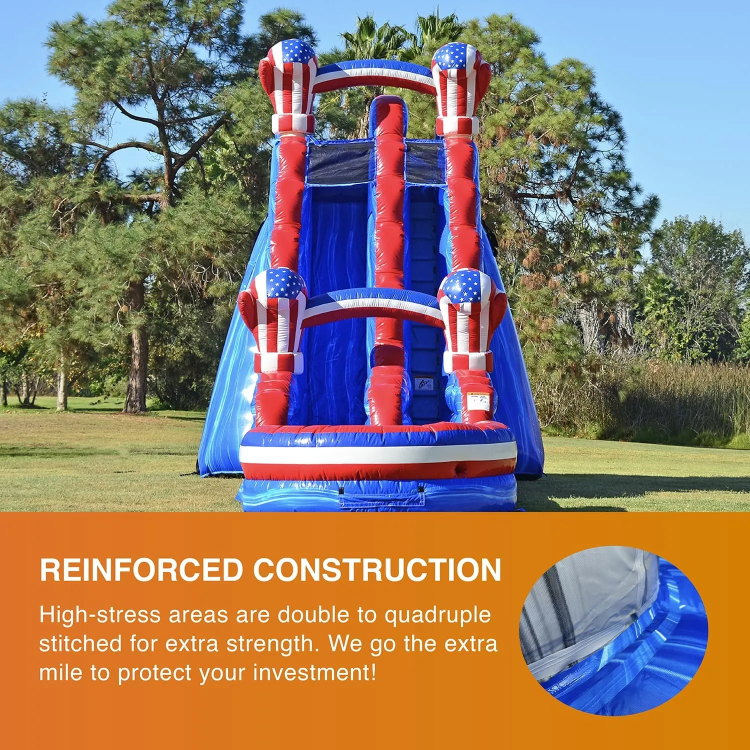 JumpOrange 19’ Amercian Boxing Commercial Grade Water Slide with Splash Pool for Kids and Adults (with Blower), Outdoor Indoor, Wet Dry Use, Tall Inflatable