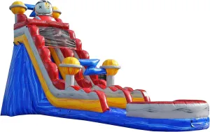 JumpOrange 19’ Astronaut Commercial Grade Water Slide with Splash Pool for Kids and Adults (with Blower), Outdoor Indoor, Wet Dry Use, Tall Inflatable
