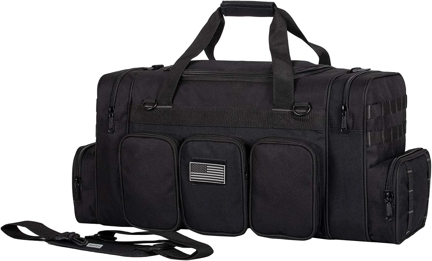 K-Cliffs 22 Inch Gun Range Tactical Duffel Bag with US Flag Patch Lockable