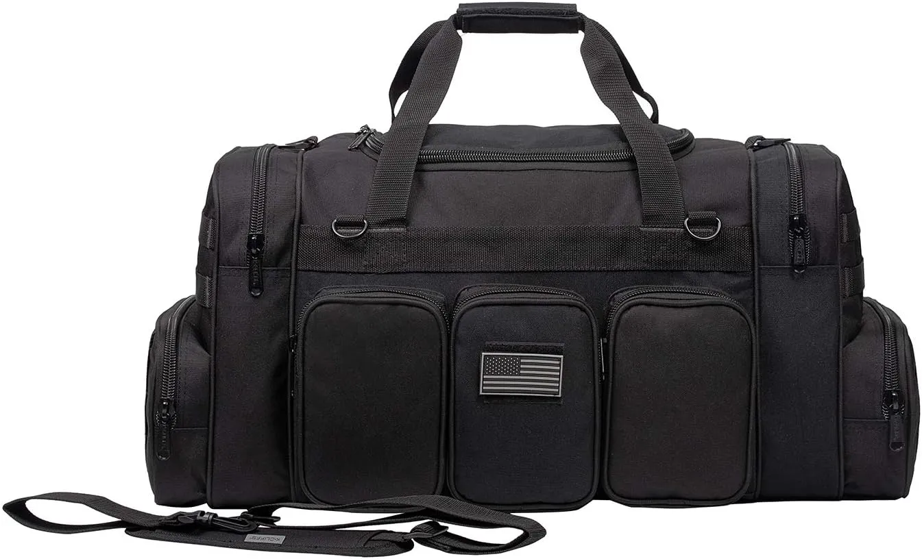 K-Cliffs 22 Inch Gun Range Tactical Duffel Bag with US Flag Patch Lockable