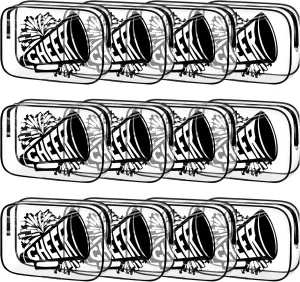Kacctyen 12 Pcs Cheer Makeup Bag Cheer Gifts Bulk for Team 7 x 4.7 x 2.4'' Cosmetic Bag Cheerleader PVC Makeup Case Clear Toiletry Zipper Pouch for Cheerleading Teammates Party Supplies (Black)