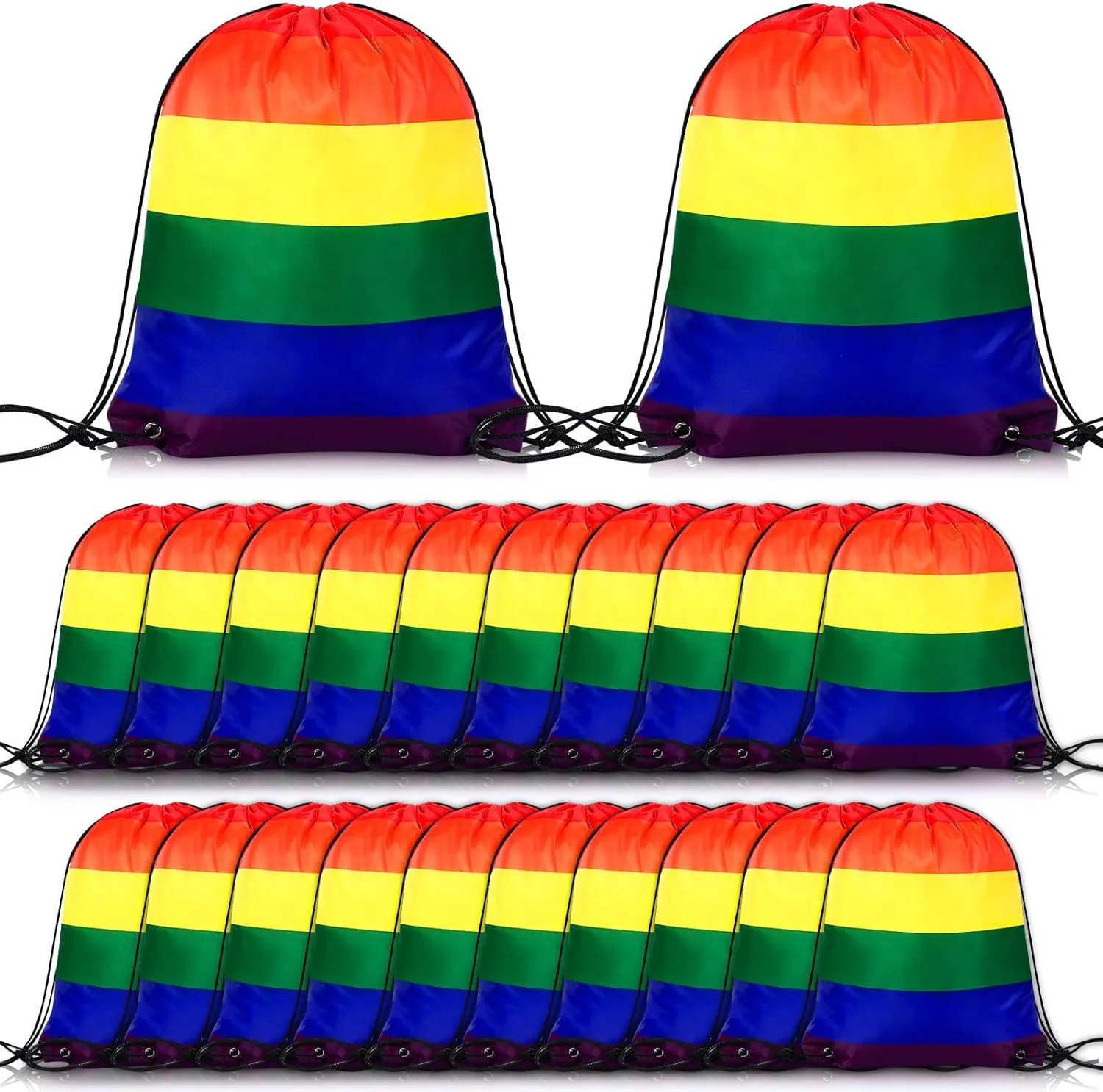 Kacctyen 24 Pcs Rainbow Drawstring Backpack Bag LGBT Gay Pride Stuff Sport Yoga Sackpack Pride Gifts Accessory for Men Women Gym