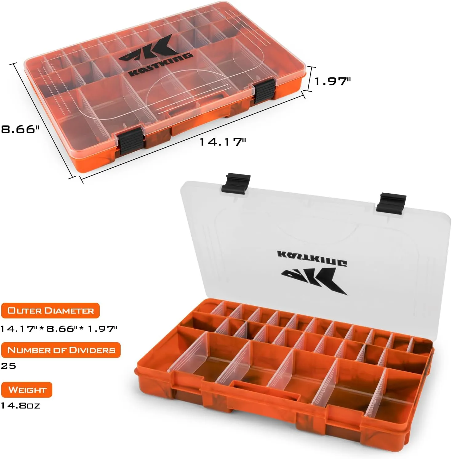 KastKing Bait Vault Camouflage Tackle Box, Plastic Tackle Trays, Fishing Tackle Box Storage Organizer with Removable Dividers, 2 Packs /4 Packs Lure Boxes Terminal Tackle Storage